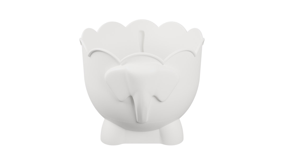 Tiipi Bath Buddy toy organizer: the drum seated on its separate draining base tray.